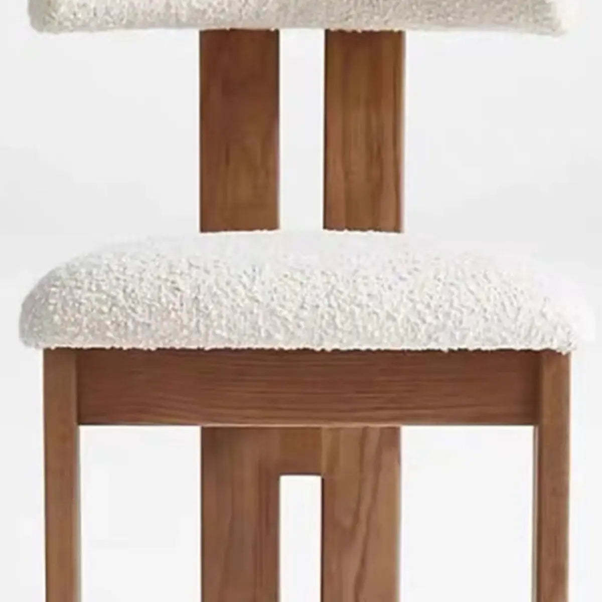 White Sherpa Slat-Back Armless Dining Chair