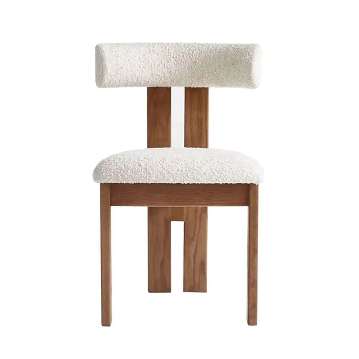 White Sherpa Slat-Back Armless Dining Chair
