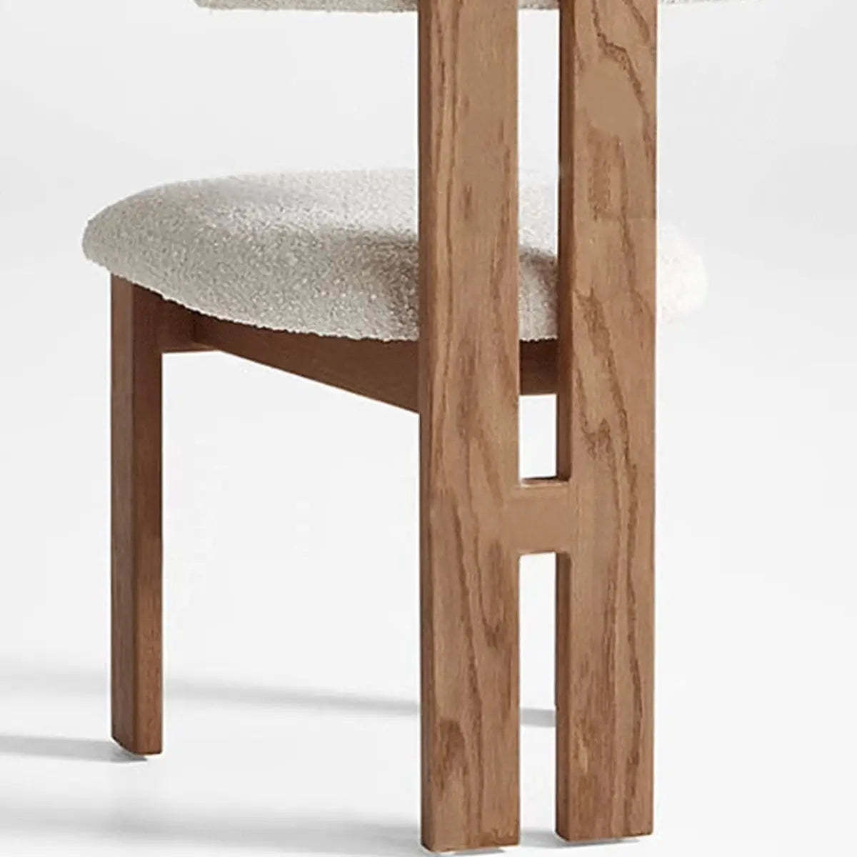 White Sherpa Slat-Back Armless Dining Chair