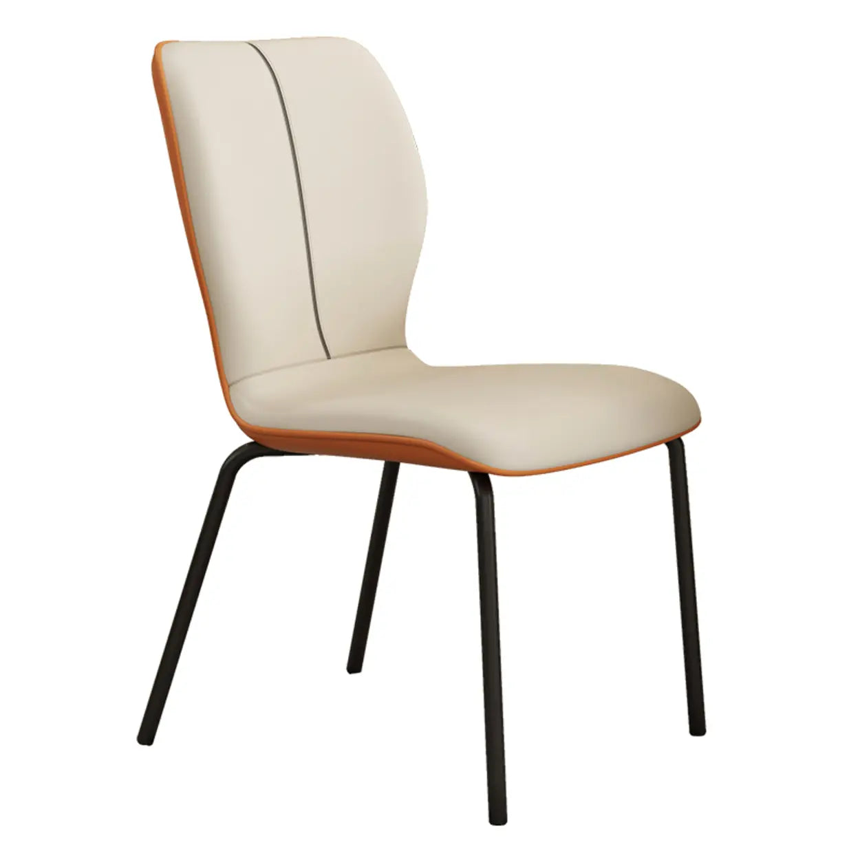 Stackable PU Leather Dining Chair with Metal Legs — Gray/ Khaki / Sponge