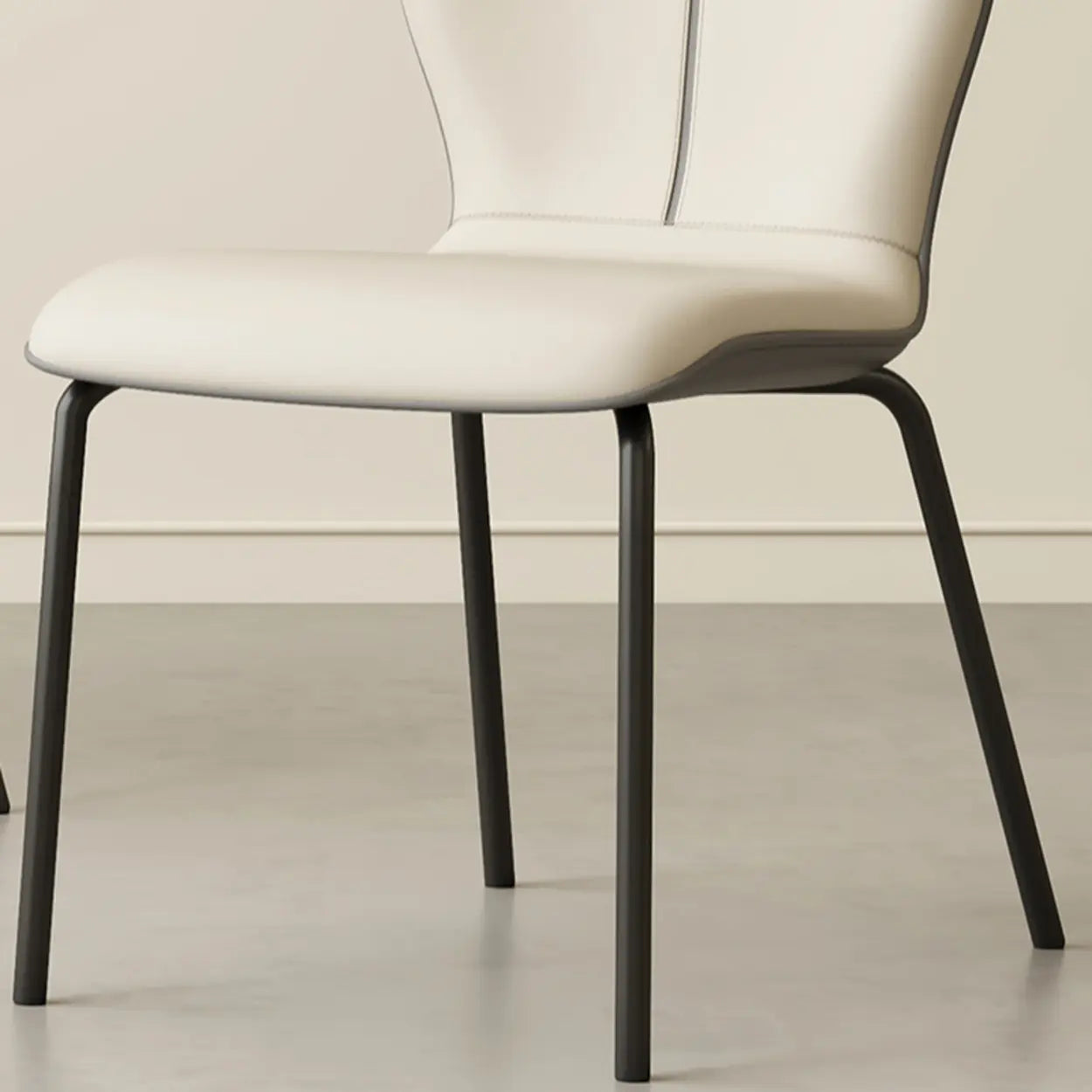 Stackable PU Leather Dining Chair with Metal Legs — Gray/ Beige / Sponge