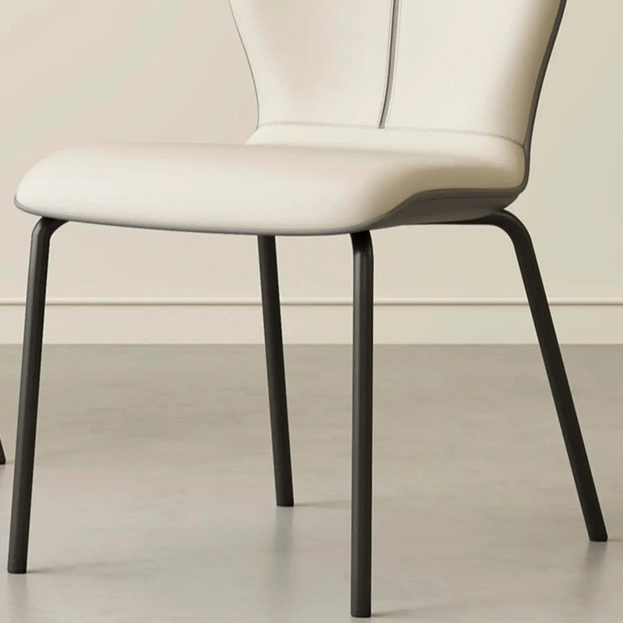 Stackable PU Leather Dining Chair with Metal Legs — Gray/ Beige / Sponge