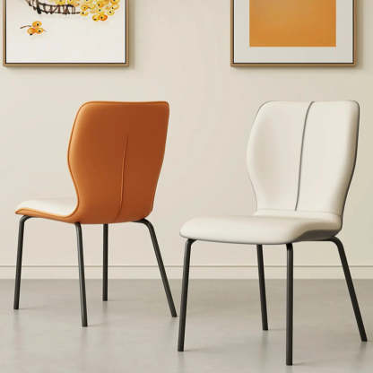 Stackable PU Leather Dining Chair with Metal Legs — Gray/ Blue / Sponge