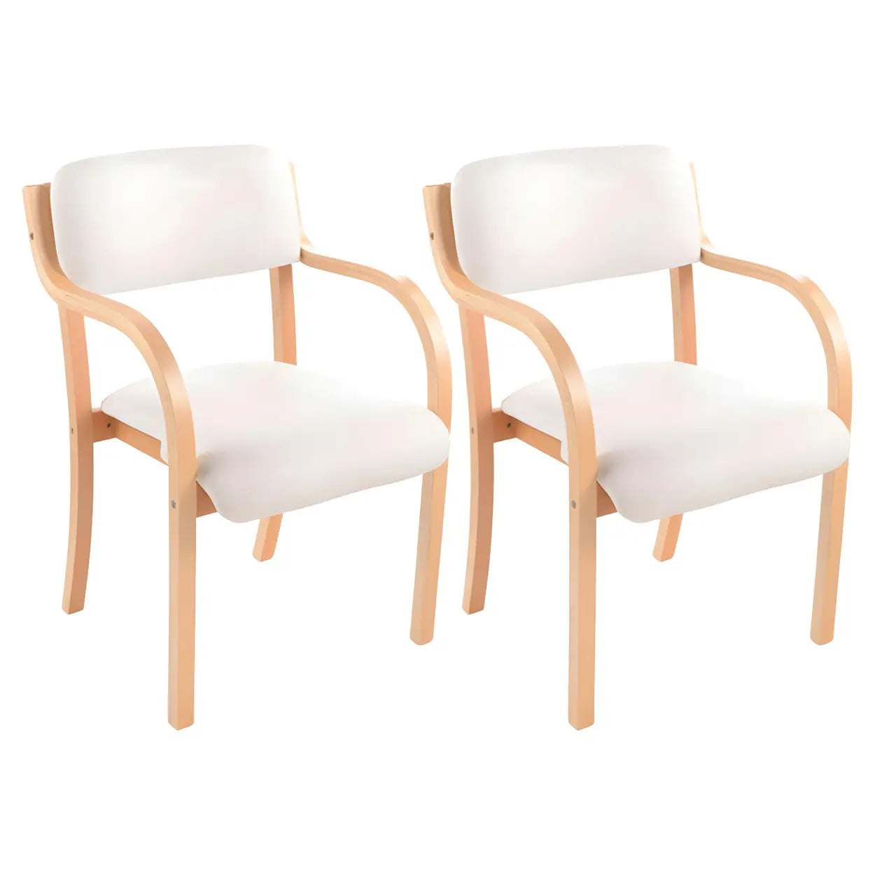 Stackable Upholstered Birch Dining Arm Chair — White / 1 Piece