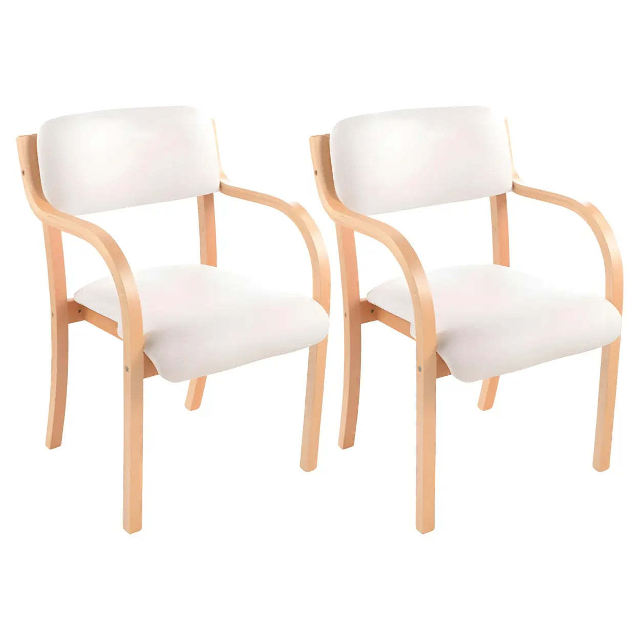 Stackable Upholstered Birch Dining Arm Chair — White / 1 Piece