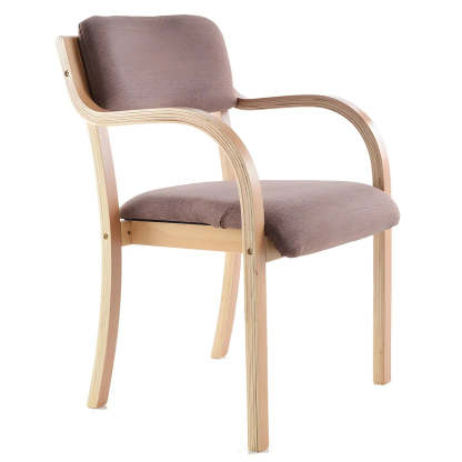 Stackable Upholstered Birch Dining Arm Chair — Smoke Gray / 1 Piece