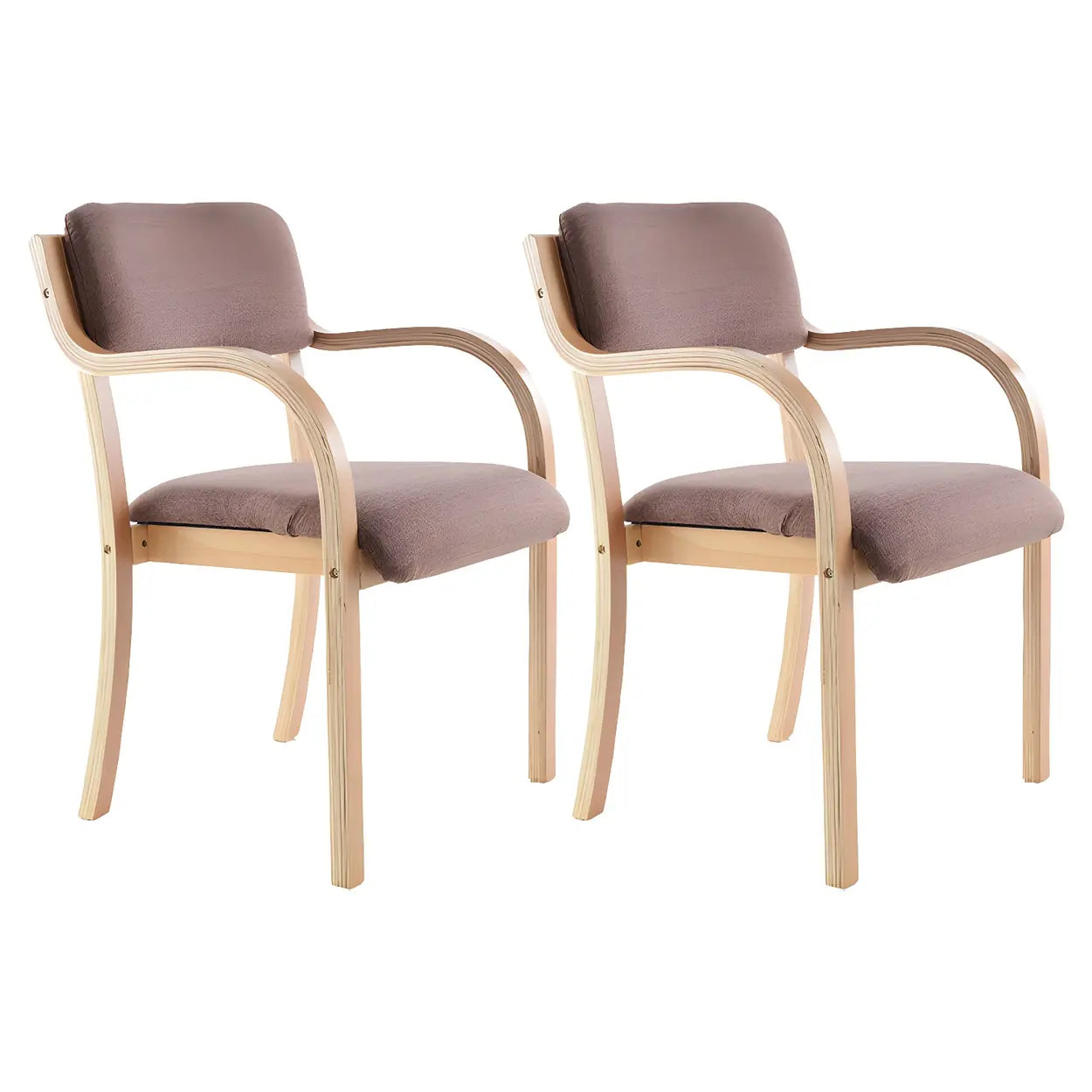 Stackable Upholstered Birch Dining Arm Chair — Dark Coffee / 1 Piece