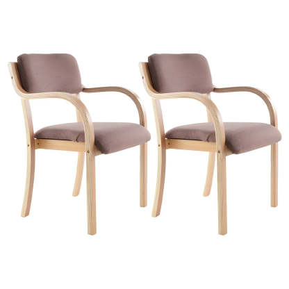 Stackable Upholstered Birch Dining Arm Chair — Dark Coffee / 1 Piece