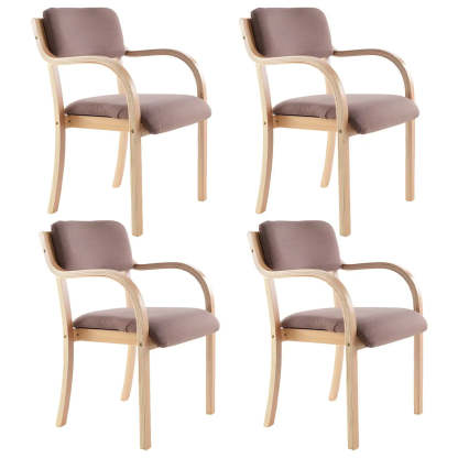 Stackable Upholstered Birch Dining Arm Chair — Light Coffee / 1 Piece