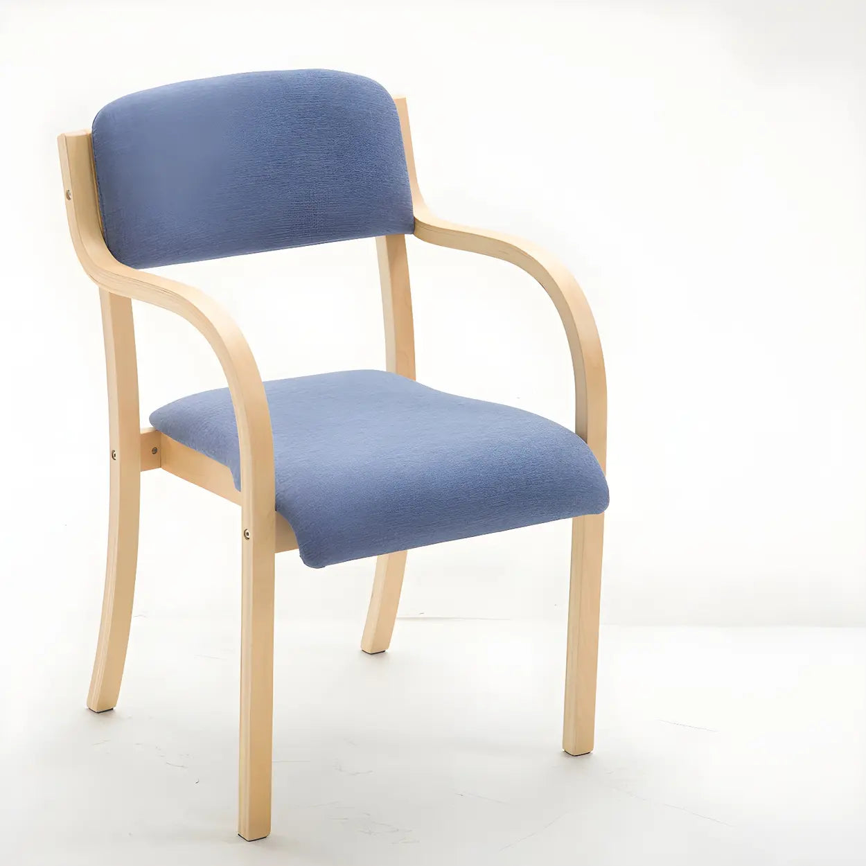 Stackable Upholstered Birch Dining Arm Chair — Light Gray / 1 Piece