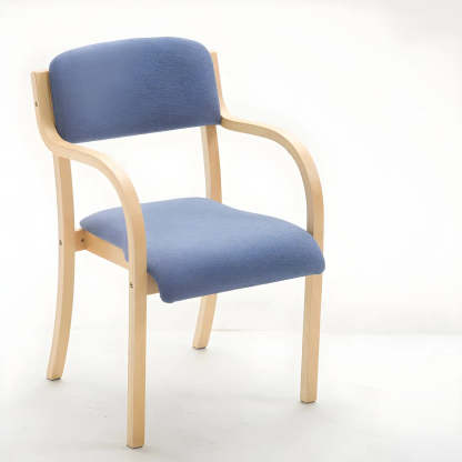 Stackable Upholstered Birch Dining Arm Chair — Light Gray / 1 Piece