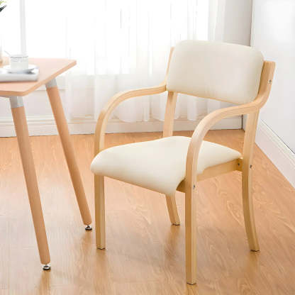 Stackable Upholstered Birch Dining Arm Chair