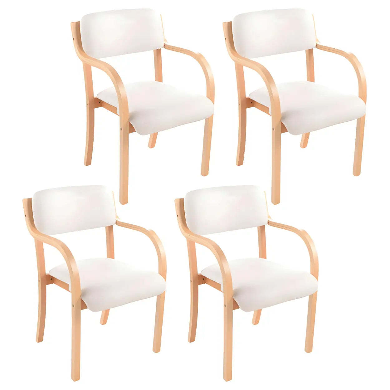 Stackable Upholstered Birch Dining Arm Chair — Off-White / 1 Piece