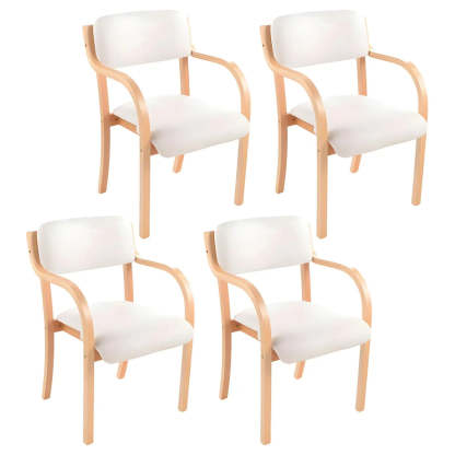Stackable Upholstered Birch Dining Arm Chair — Off-White / 1 Piece