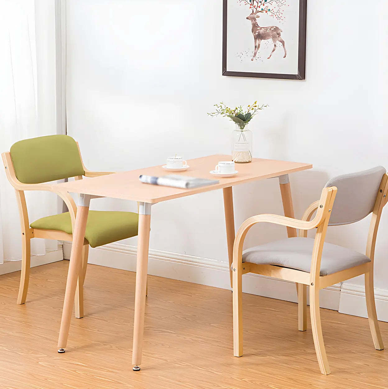 Stackable Upholstered Birch Dining Arm Chair — Black / 1 Piece