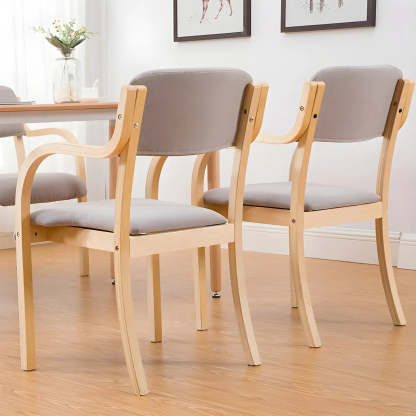 Stackable Upholstered Birch Dining Arm Chair
