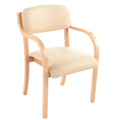 Stackable Upholstered Birch Dining Arm Chair — Brown / 1 Piece