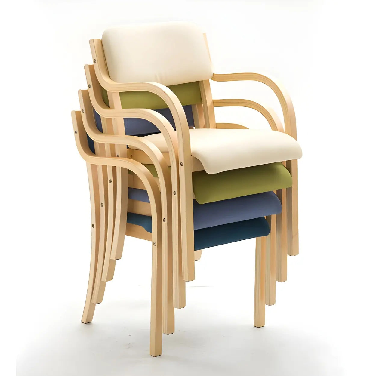 Stackable Upholstered Birch Dining Arm Chair