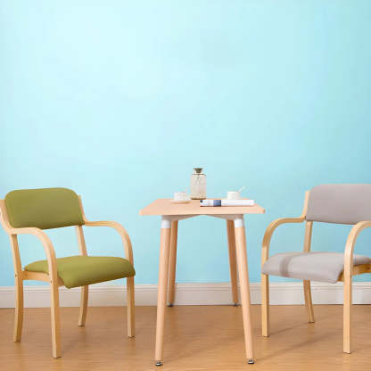 Stackable Upholstered Birch Dining Arm Chair — Blue / 1 Piece