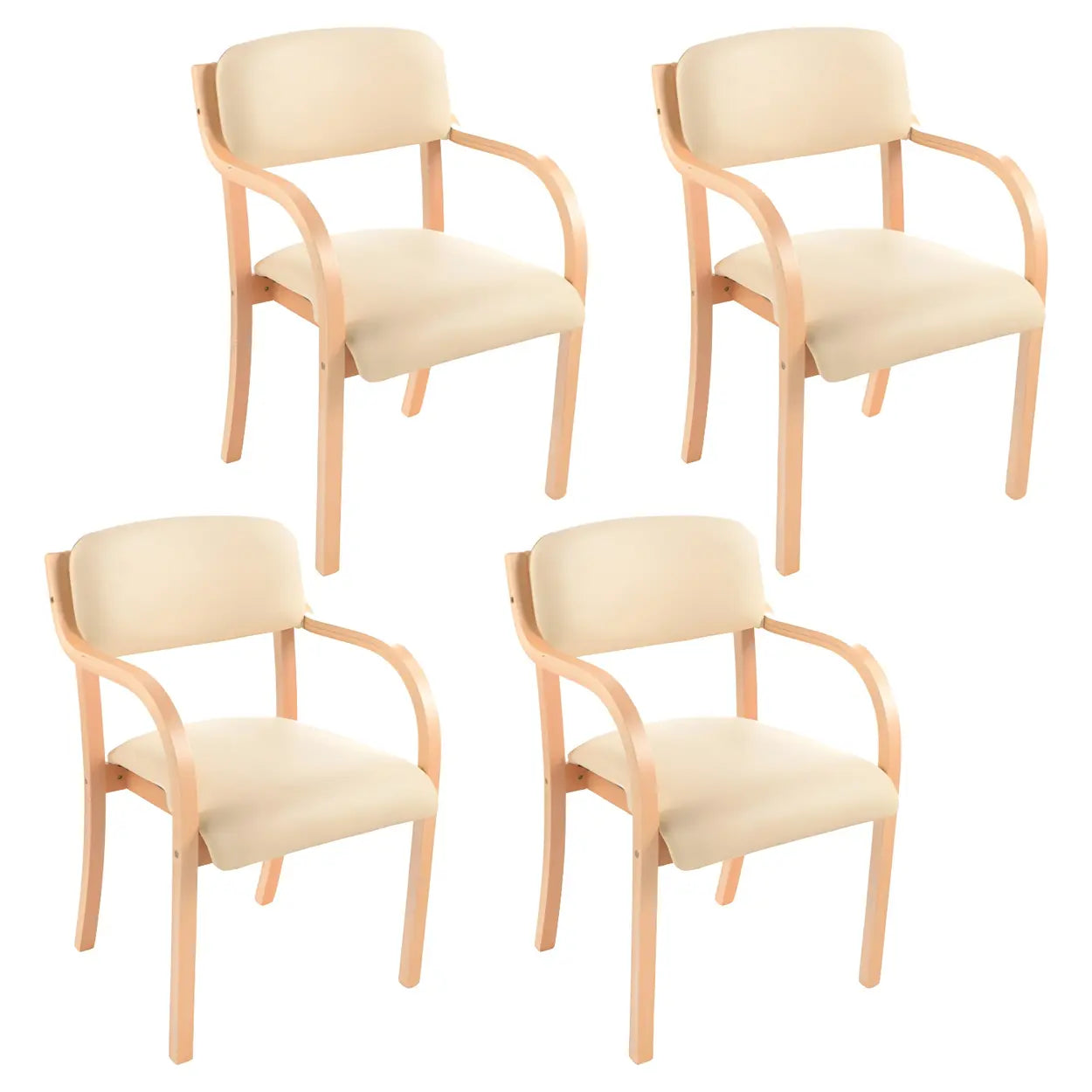 Stackable Upholstered Birch Dining Arm Chair — Green / 1 Piece