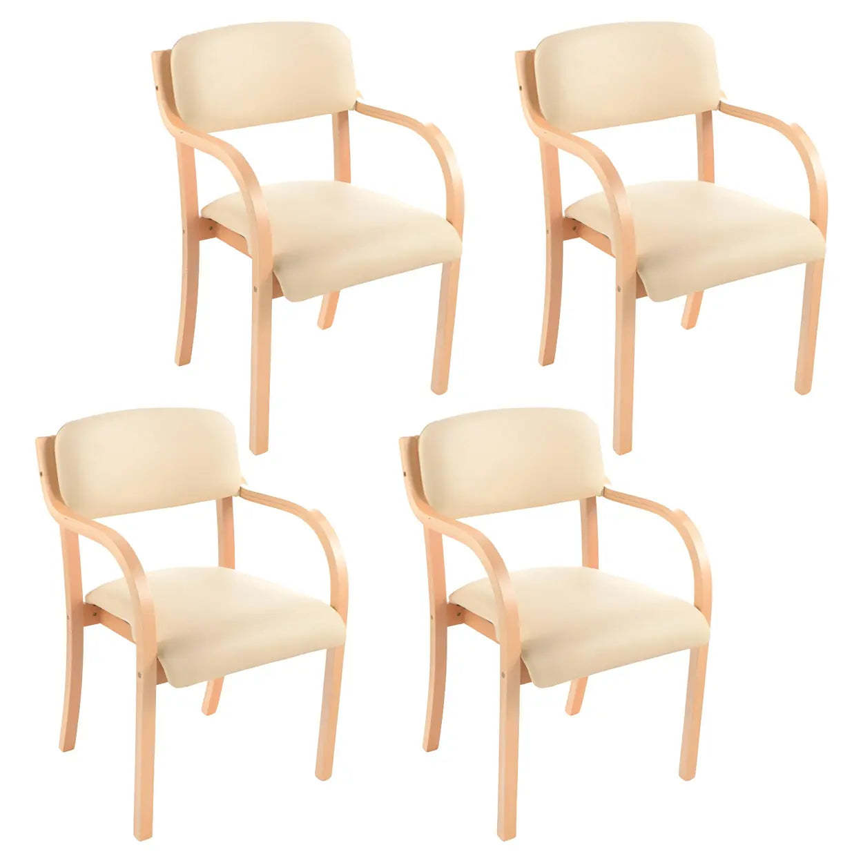 Stackable Upholstered Birch Dining Arm Chair — Green / 1 Piece