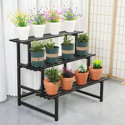 Black Metal Multi-Tier Plant Rack