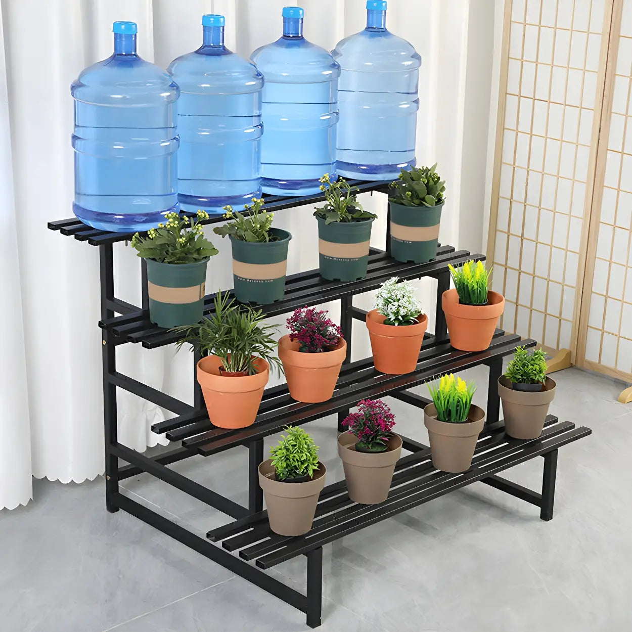 Black Metal Multi-Tier Plant Rack