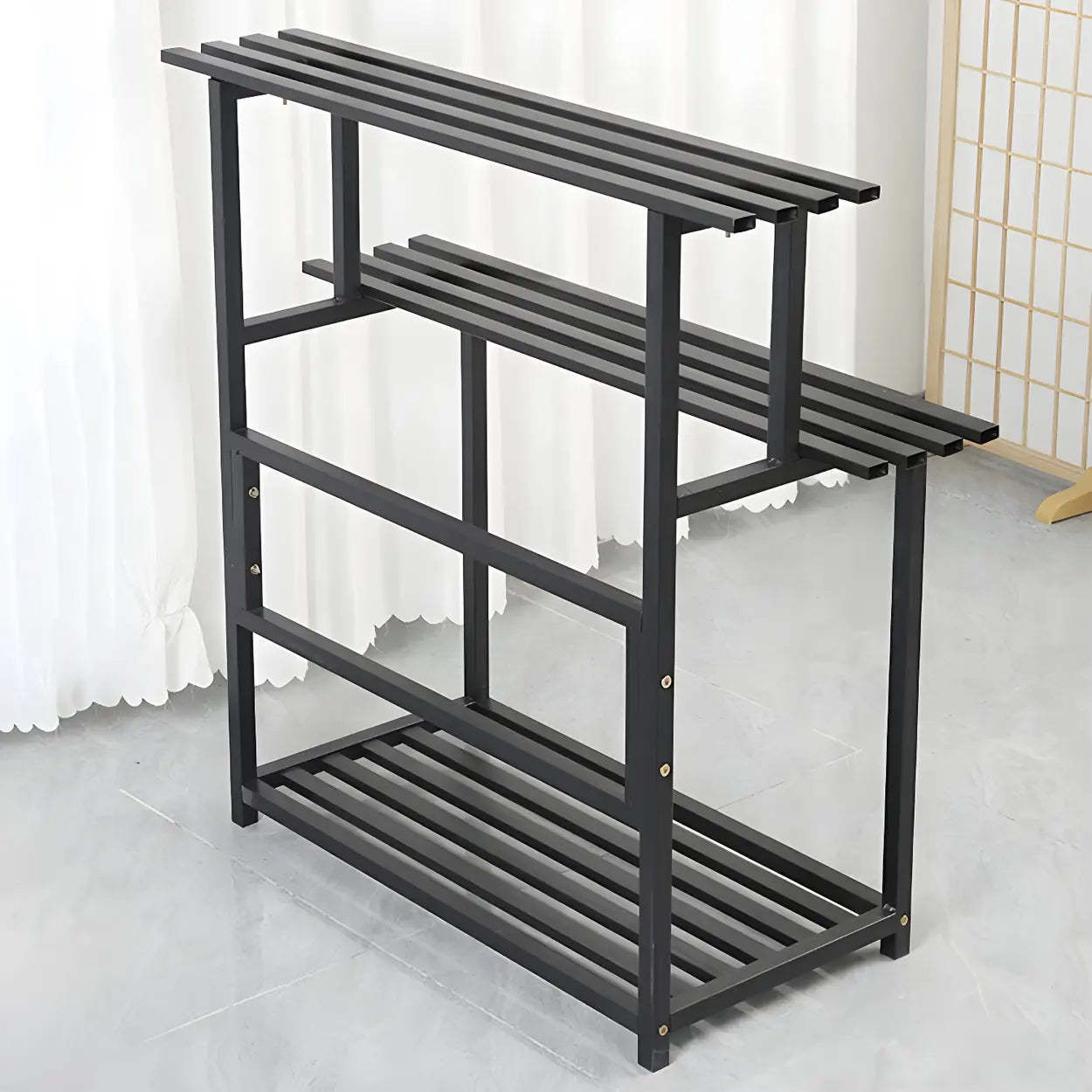 Black Metal Multi-Tier Plant Rack