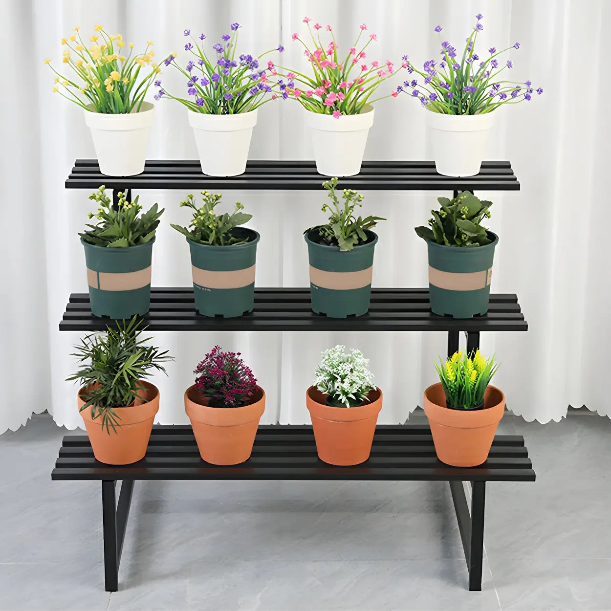 Black Metal Multi-Tier Plant Rack