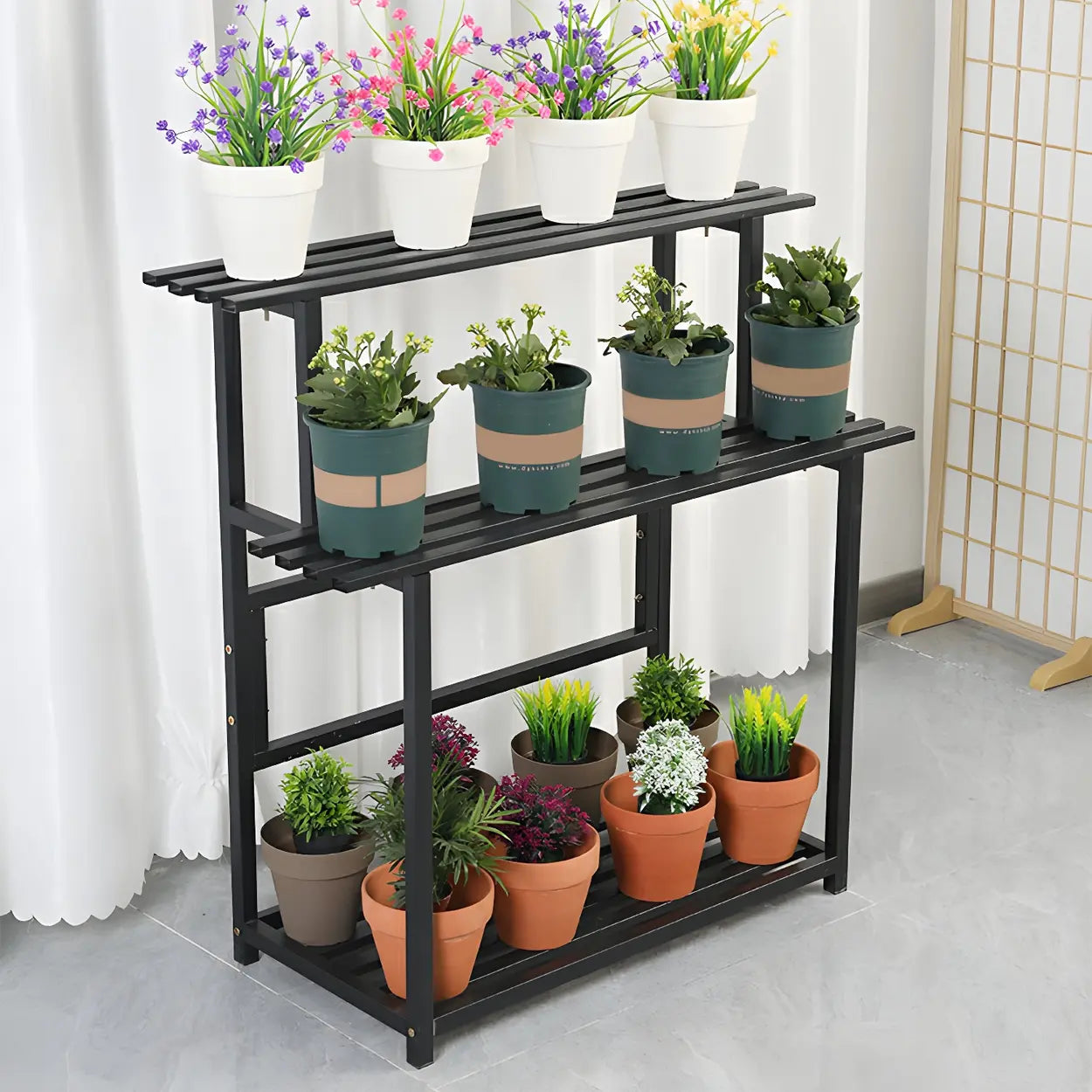 Black Metal Multi-Tier Plant Rack