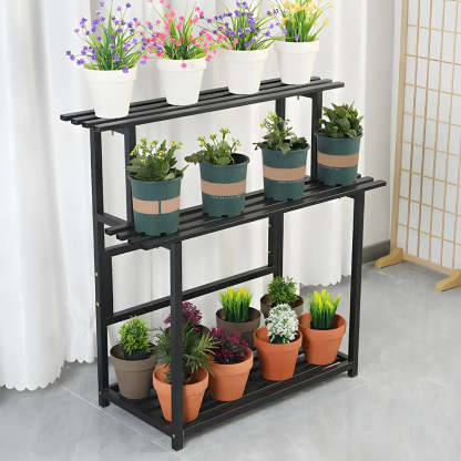Black Metal Multi-Tier Plant Rack