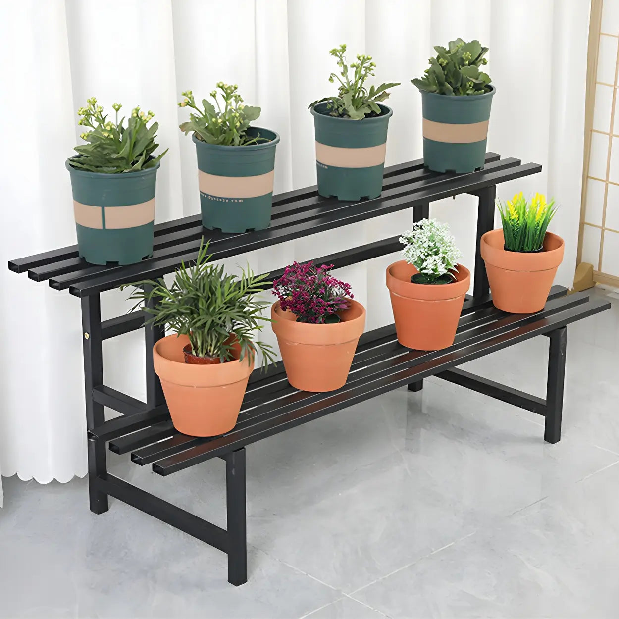 Black Metal Multi-Tier Plant Rack