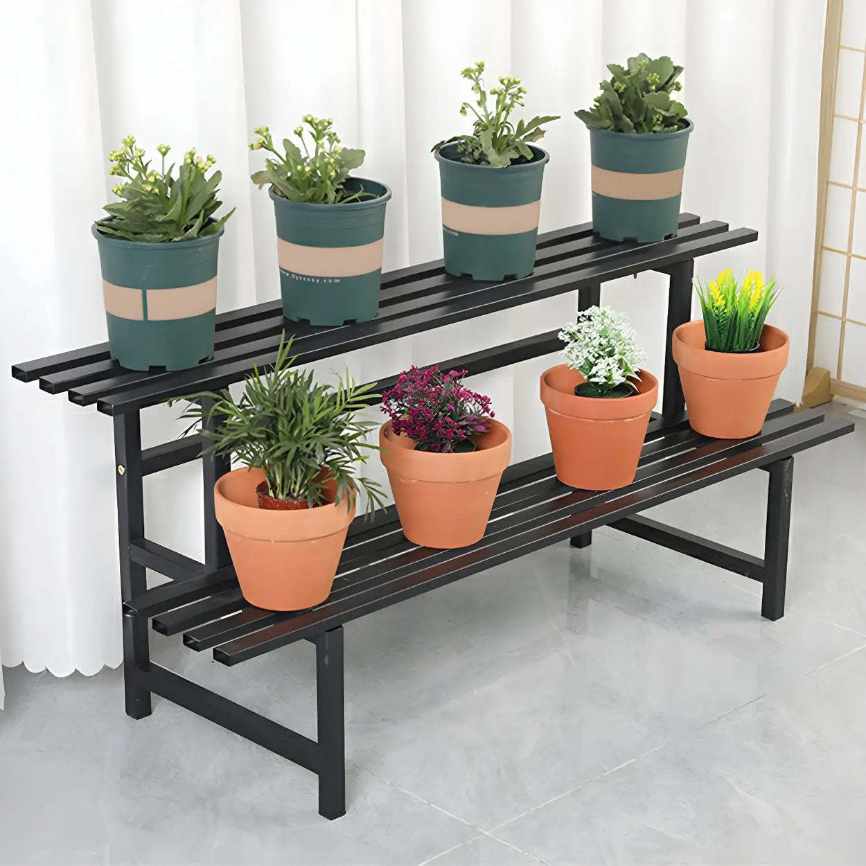 Black Metal Multi-Tier Plant Rack
