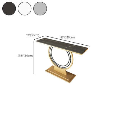 Gold Circular Base Stone Console Table — Gold / Gray