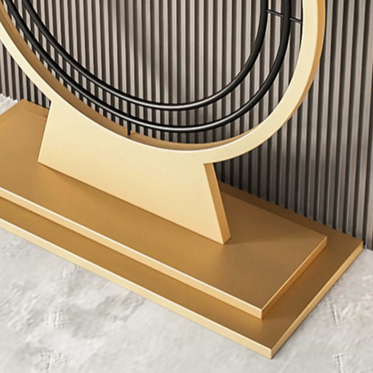Gold Circular Base Stone Console Table — Black / Gray
