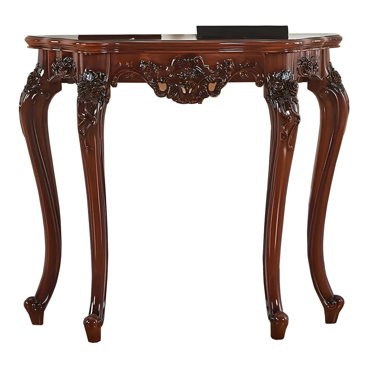 Stain-Resistant Ornate Mahogany Baroque Console Table — Champagne