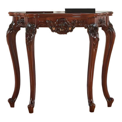 Stain-Resistant Ornate Mahogany Baroque Console Table — Champagne