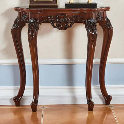Stain-Resistant Ornate Mahogany Baroque Console Table — Brown
