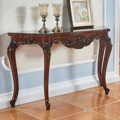 Stain-Resistant Ornate Mahogany Baroque Console Table — Gold