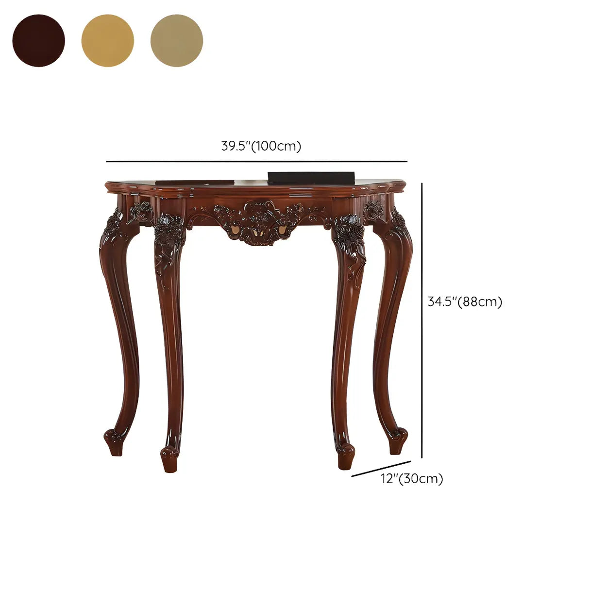 Stain-Resistant Ornate Mahogany Baroque Console Table