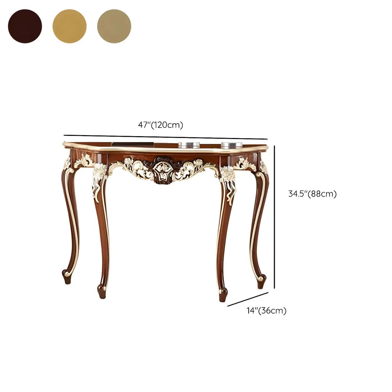 Stain-Resistant Ornate Mahogany Baroque Console Table