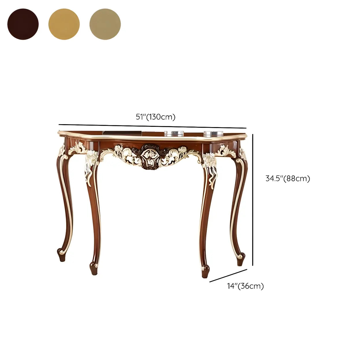 Stain-Resistant Ornate Mahogany Baroque Console Table
