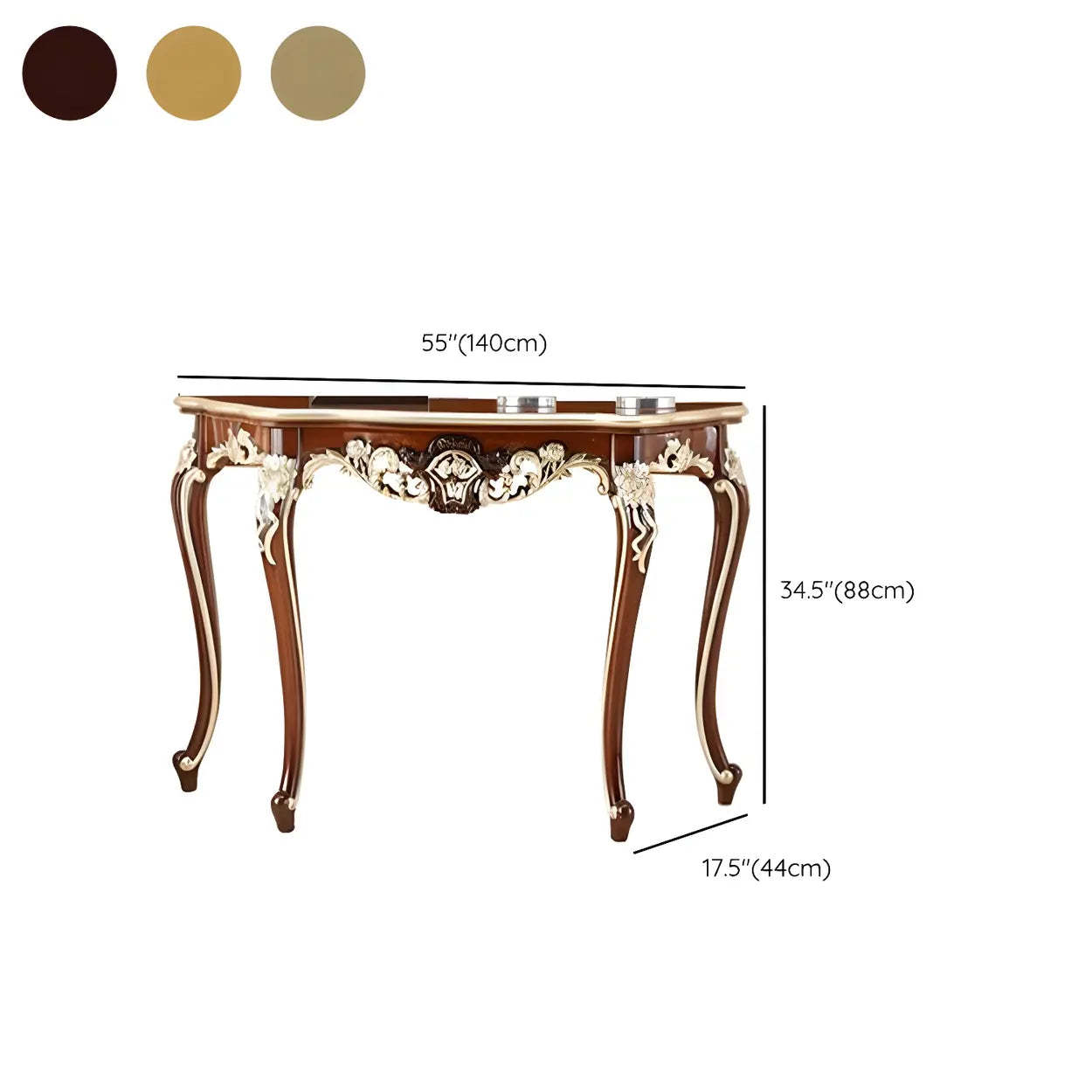 Stain-Resistant Ornate Mahogany Baroque Console Table