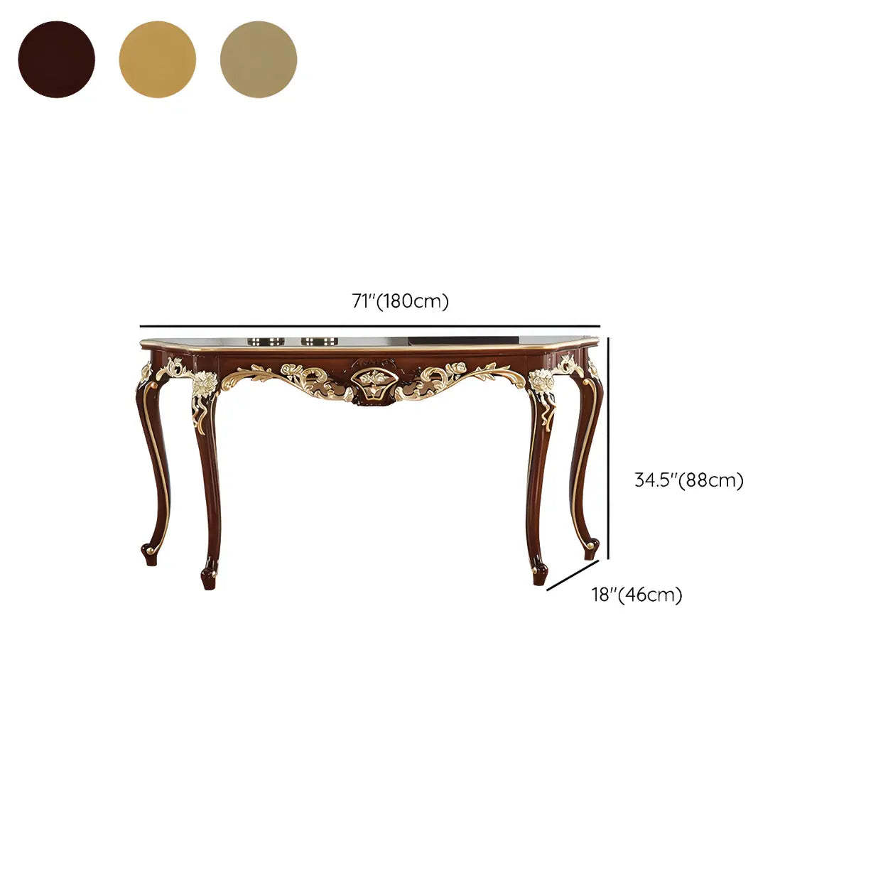Stain-Resistant Ornate Mahogany Baroque Console Table