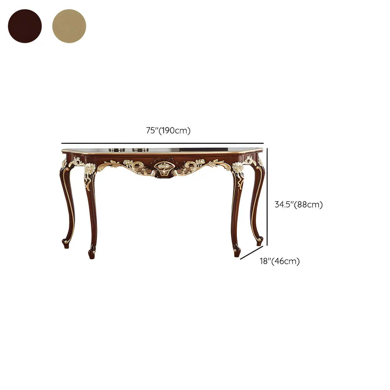 Stain-Resistant Ornate Mahogany Baroque Console Table