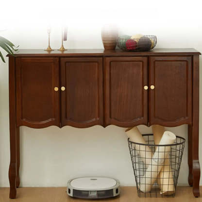 Brown Wood Rectangular Storage Console Table — Ivory