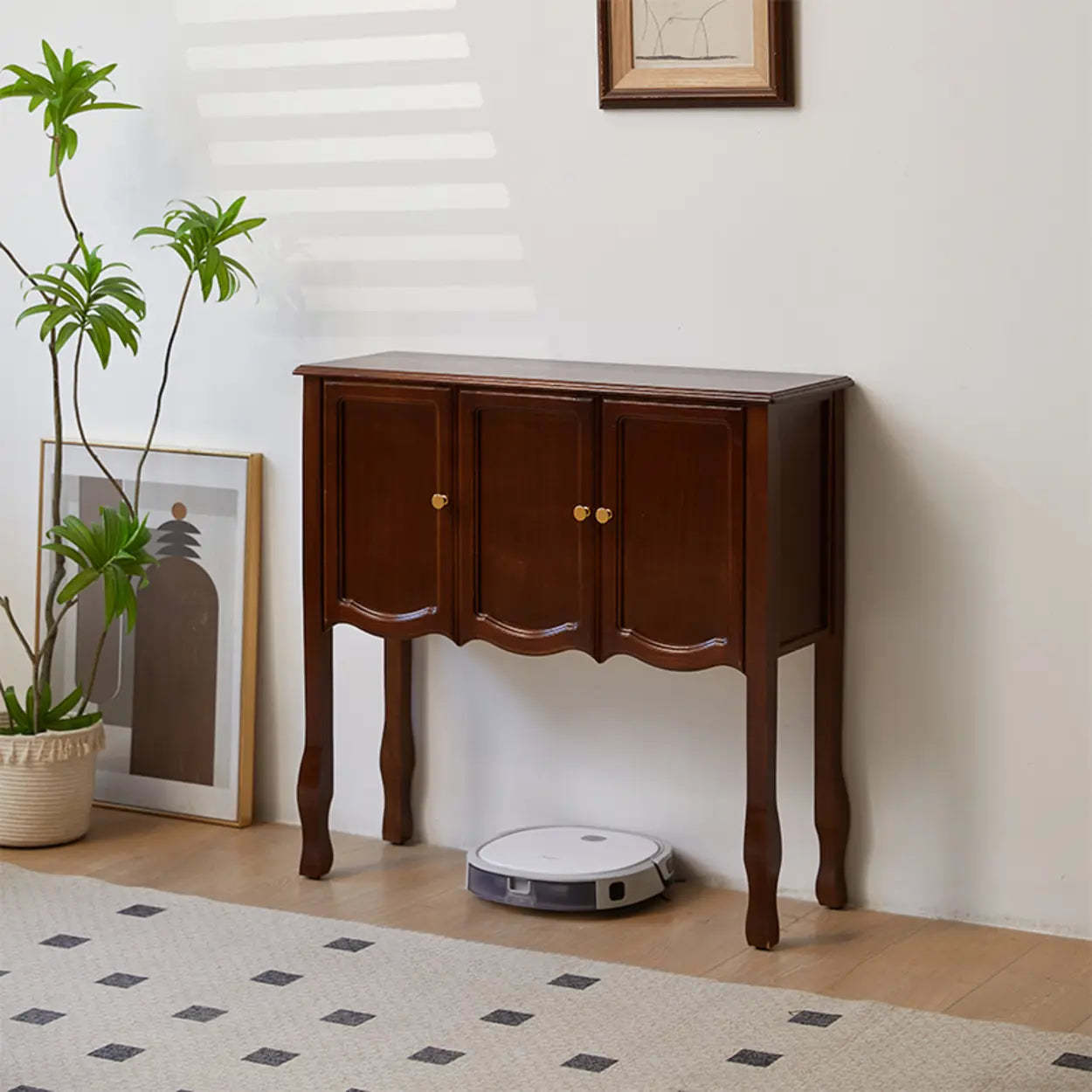 Modern rectangular storage brown wood end & side tables, Lighom — 37" L x 13" W x 35" H / Light Walnut