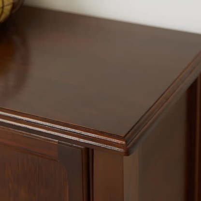 Brown Wood Rectangular Storage Console Table — Dark Walnut