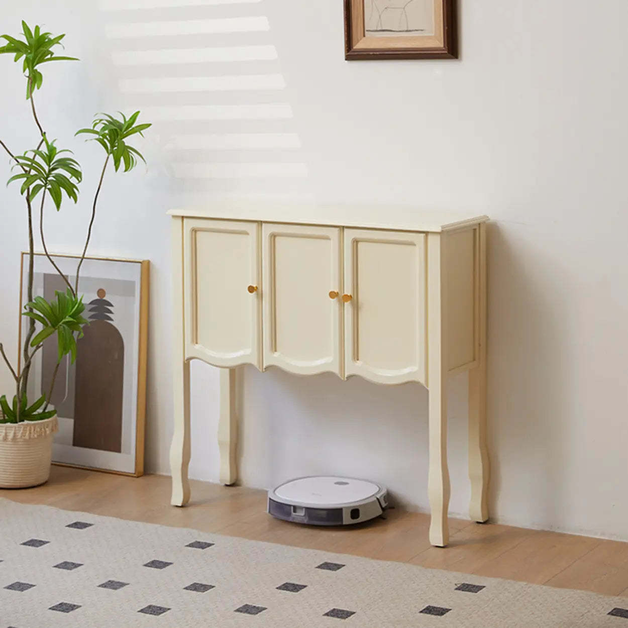 Brown Wood Rectangular Storage Console Table — Brown