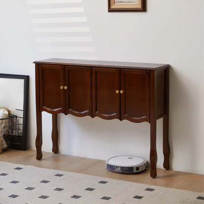 Brown Wood Rectangular Storage Console Table